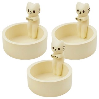 MONACO OLIVE 賞火貓咪 小茶蠟燭臺 3入, 單一顏色