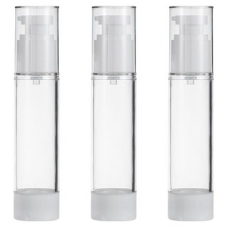 27LIVING 攜帶式真空分裝旅行用按壓瓶 100ml, 白色 + 透明, 3個