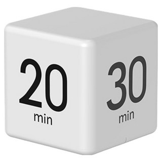 YUNMI 重力感應翻轉倒數計時器/方塊計時器/定時沙漏/時間管理器 15/20/30/60分鐘 工作/學習/烘焙/廚房, 1個, 白色