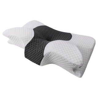 petco 培菓 亞馬遜記憶棉枕頭a類人體工學Pillow睡眠護頸枕頸椎枕頭 護頸牛角枕, 1個, 灰白色