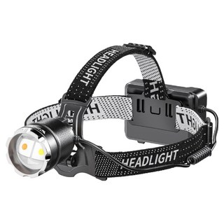 SMILING SHARK 微笑鯊 變焦感應強光頭燈 雙光源 附電池 TD8021 M80, 1個, 黑色