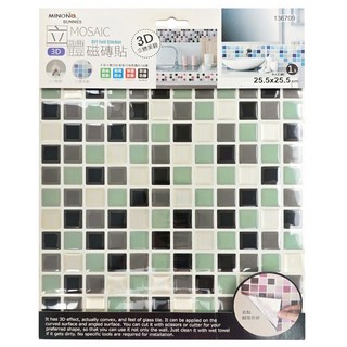 minono 米諾諾 3D立體磁磚貼, 黑灰綠馬賽克