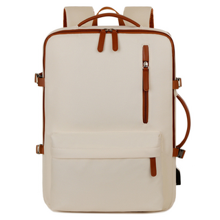 Goldroad 多口袋筆電後揹包, 米色, 1個