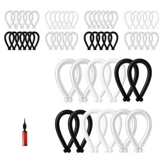 피앤비유니티 요술풍선 50p + 펌프 세트, 블랙 화이트 혼합3색, 1세트