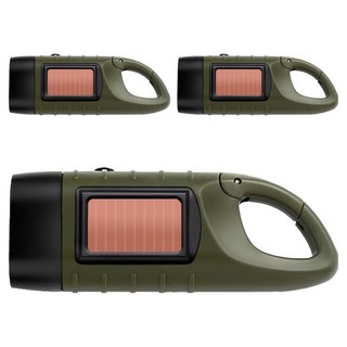 7822 Shop 生活選物 太陽能手電筒3件組, 1套, 軍綠色