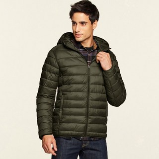 男款輕量連帽羽絨外套