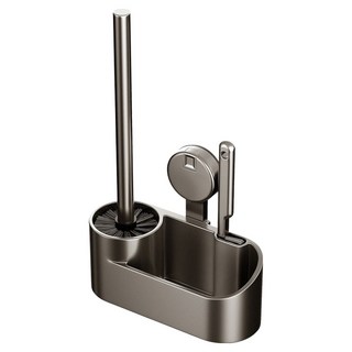 好拾選物 免打孔無痕真空吸盤馬桶刷清潔收納架, 1個, 銀色