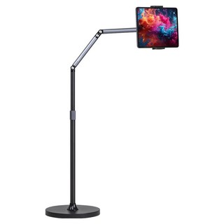 디센느 스탠드 태블릿 핸드폰 거치대 패드 탭 높이조절 침대 자바라, 블랙 티타늄, 1개