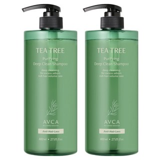 AVCA 茶樹淨化頭皮深層清潔緩解掉髮洗髮精, 2個, 800ml