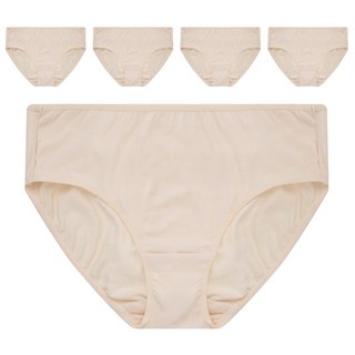 BASE ALPHA ESSENTIALS 女性日常棉質彈性內褲 5件組, 米色