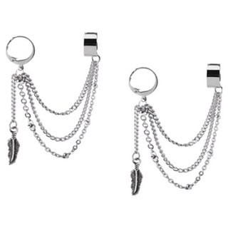 波希米亞風鏈條耳環 + 耳夾 No 79-A 2入