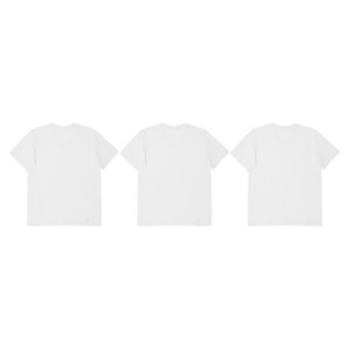 BASE ALPHA ESSENTIALS 男女通用透氣純棉V領短袖T恤 3件, 白色