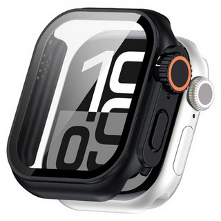 ITS LIFE Apple Watch Ultra風格變身強化玻璃全包覆保護殼, 1個, 黑色
