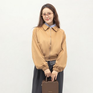 Elsso 女款麂皮夾克Sibori鬆緊帶夾克外套