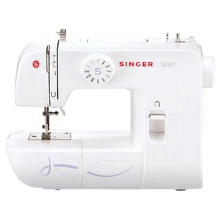 SINGER 勝家 附手指保護罩迷你拷克縫紉機 + 縫紉線 + 墊子, 白色, 歌手開始 1306, 請參考詳細說明