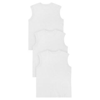 BASE ALPHA ESSENTIALS 男女通用透氣純棉無袖T恤 3件組, 白色