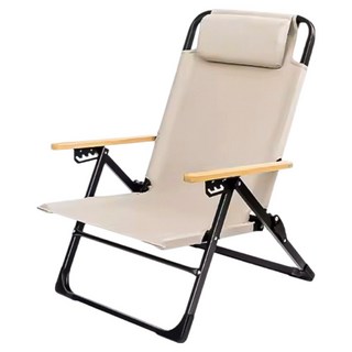 小麥購物 C646 五檔調節折疊躺椅, 卡其色