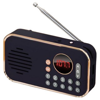 오르미 레트로 휴대용 FM 미니 블루투스 라디오, ORM2, 리치블랙