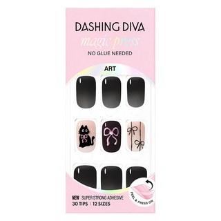 데싱디바 매직프레스 네일팁 블랙미오 레귤러 라운드, 1세트, 블랙 + 누드