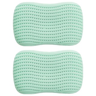 夢之語 蛋糕無壓枕 天然乳膠枕 人體工學護頸 抹茶森林 枕頭, 2個, 綠