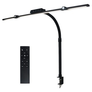 루미라인 와이드 듀얼폴딩 클램프타입 리모컨 책상용 LED 스탠드, 블랙