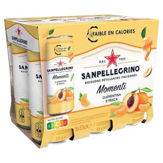 SANPELLEGRINO 聖沛黎洛 氣泡水果飲料 柑橘白桃口味, 330ml, 6個