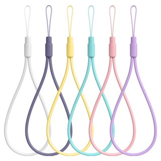 SPACE SHIELD 標準多用途手機鑰匙圈矽膠掛繩6件組, D款(白色, 藍灰色, 黃色, 薄荷綠, 沙粉色, 薰衣草紫), 1套