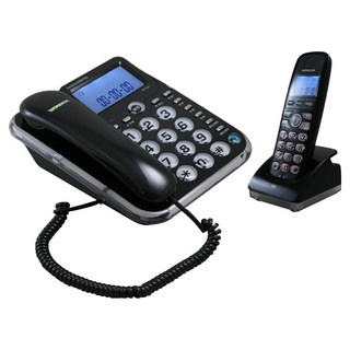 wonder 旺德電通 2.4G來電顯示數位無線子母電話機 黑色, WT-D01