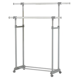 KI WISH 居家生活 可伸縮雙桿衣架 曬衣架 吊衣架, 日式無印灰