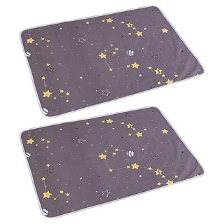 可機洗防水透氣保潔墊2入組 雙面可用, 星空之旅 灰色