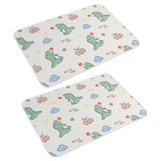 可機洗防水透氣保潔墊2入組 雙面可用, 小恐龍 白色