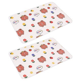 可機洗防水透氣保潔墊2入組 雙面可用, 萌萌小熊