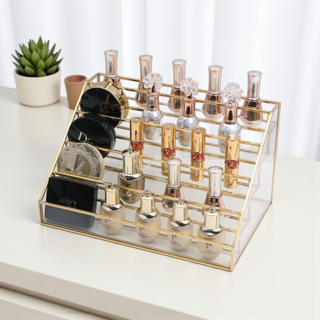 Full-Covered 5層階梯式指甲油展示架, 1個, 金色
