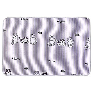 可機洗防水透氣保潔墊 雙面可用, 條紋貓咪