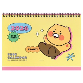 KAKAO FRIENDS Chunsik 2026基本款桌上型月曆, 黃色, 1個