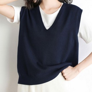 Seonbit Angel V領基本款素色日常百搭針織背心