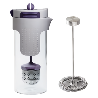 STONELINE 2in1法式壓榨茶壺, 750ml, 1個, 白色 + 紫色