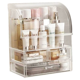 Full-Covered 附蓋經典款化妝品收納盒, 1個, 透明