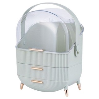 Full-Covered 防塵附蓋大容量喇叭形化妝品整理盒 整理收納盒, 1個, 薄荷綠