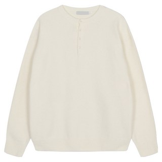 ILLUSO 男款柔軟羊毛刷毛亨利領圓領針織衫