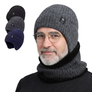 MOIN SPORTS 戶外用護耳針織毛帽 3件組, 1套, 深灰色, 灰色, 海軍藍