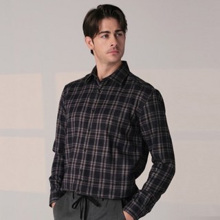 NicoleStGilles 男士保暖磨毛格紋修身襯衫 NVWH108
