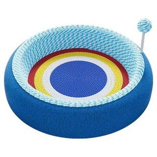 毛皇上 紙編貓抓窩 深陷圓型, 1個, 藍色