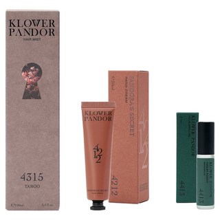 KLOWER PANDOR 自然香氣保養組 禁忌蜜桃香氛髮妝修護水 + 潘朵拉的秘密香水滋潤護手霜 + 香頌森林香氛指緣油 台灣公司貨, 1套