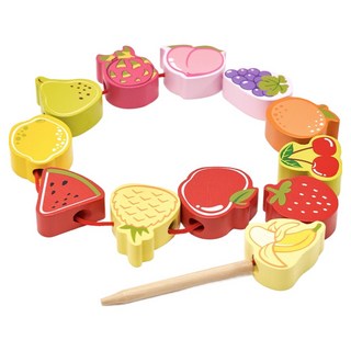 Classic WORLD 客來喜 幼兒木製串珠, 1個, 水果款 多色