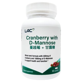 LAC 利維喜 蔓越莓 + D甘露糖膠囊, 60顆, 1瓶