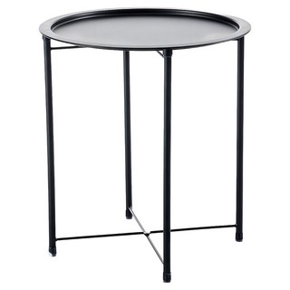 樂嫚妮 活動型圓盤茶几桌, 黑色