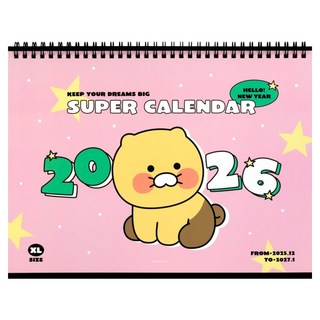 KAKAO FRIENDS 春植 2026年 A4尺寸 桌曆, 1個, 粉紅色