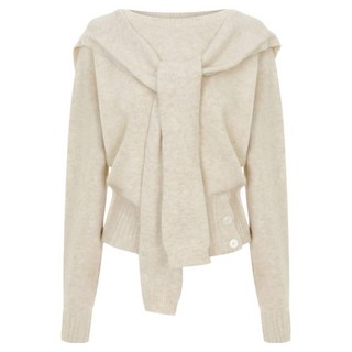 Paige Flynn 羅紋鈕扣圓領羊毛針織衫 披肩 P5CSE026C