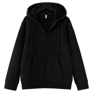 M.N.C 男女通用厚實羊羔毛刷毛連帽拉鍊外套 MDHD545NK